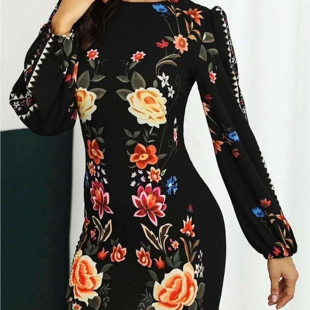 Floral Black Dress